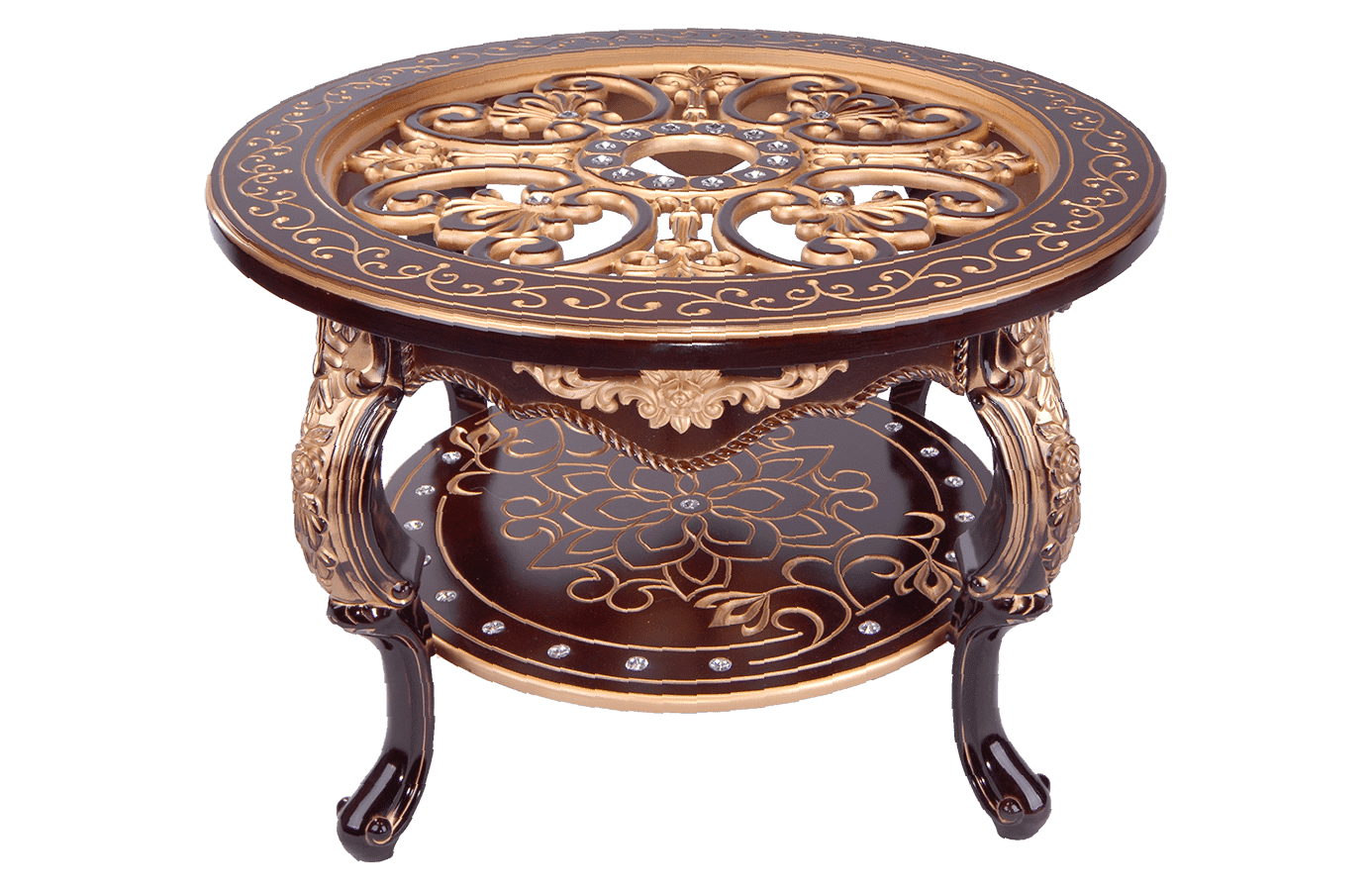 Стол журнальный кругл стекло Версаль орех