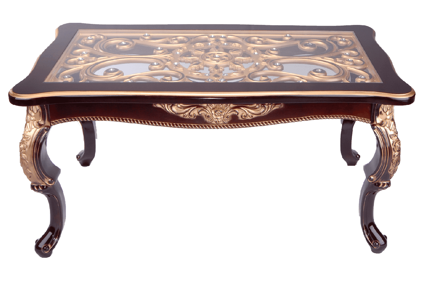 Стол журнальный Версаль прям. со стеклом орех