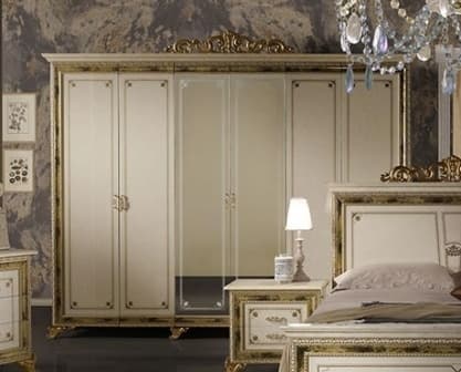 Катя шкаф 6 дверный беж с зеркалом