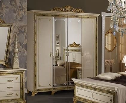 Катя шкаф 4 дверный беж с зеркалом