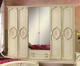 Шкаф 6-ти дверный с зеркалами, Роза беж
