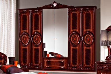 Шкаф 6-ти дверный с зеркалами, Роза могано