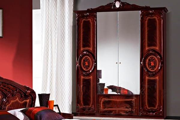 Шкаф 3-х дверный с зеркалами, Роза могано