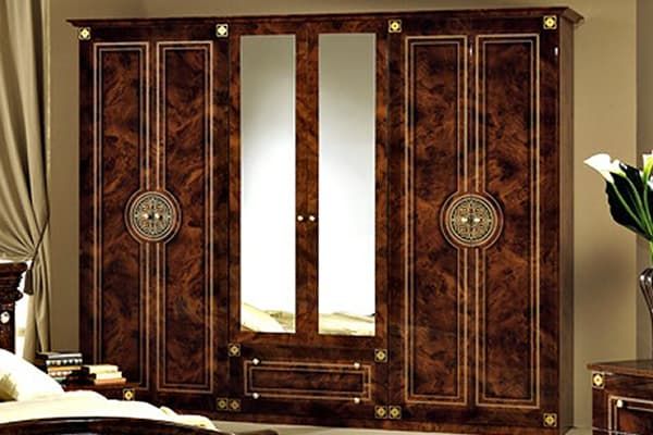 Шкаф 4-х дверный с зеркалами, Рома орех