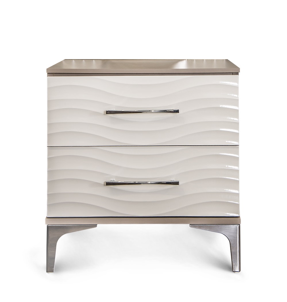 Тумбочка прикроватная из комплекта спальни Гравита Белый глянец/корпус серый