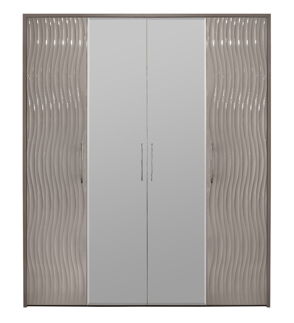 Шкаф 4-х створчатый с зеркалами из комплекта спальни Гравита Белый глянец/корпус серый
