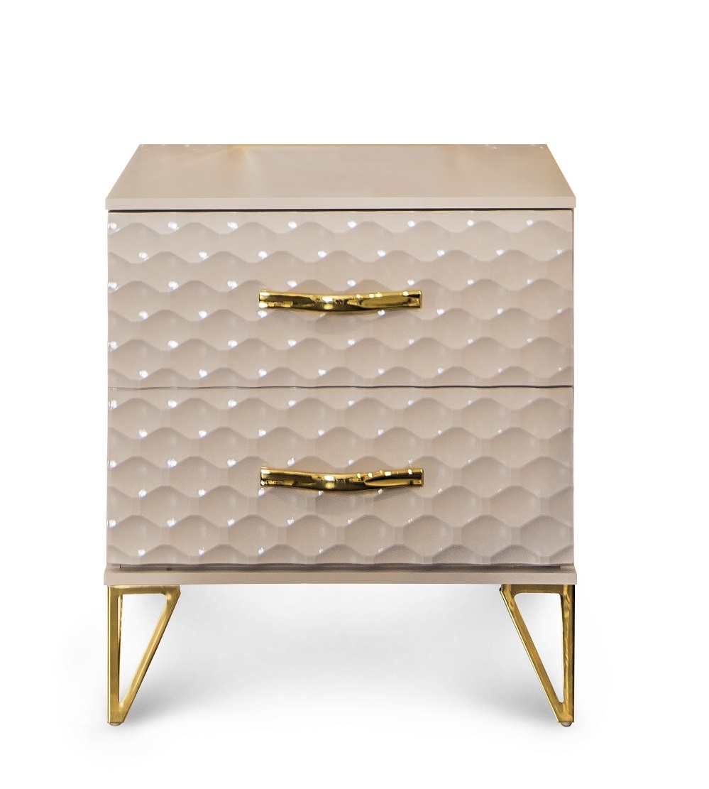 Тумбочка прикроватная из комплекта спальни Лара Белый глянец/корпус бежевый