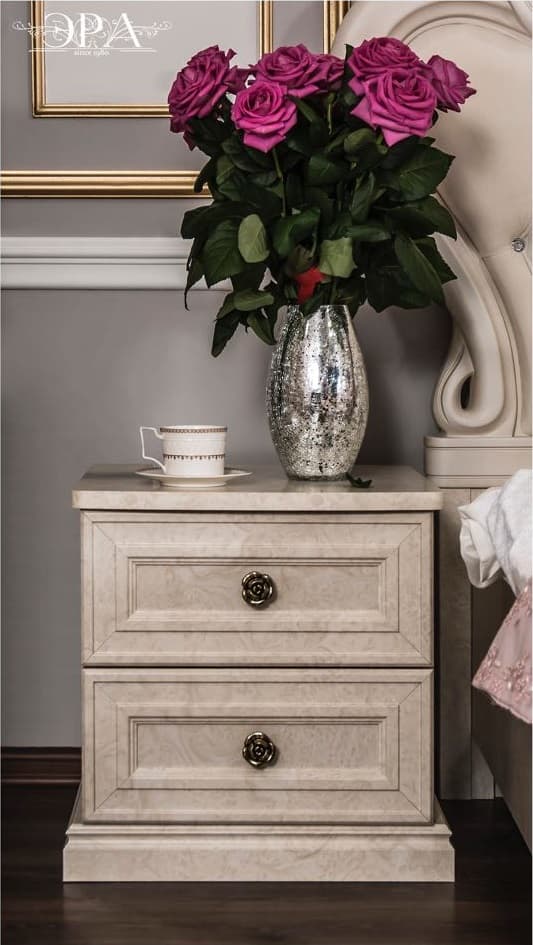 Тумбочка прикроватная из комплекта спальни "Афина Люкс" Крем глянец