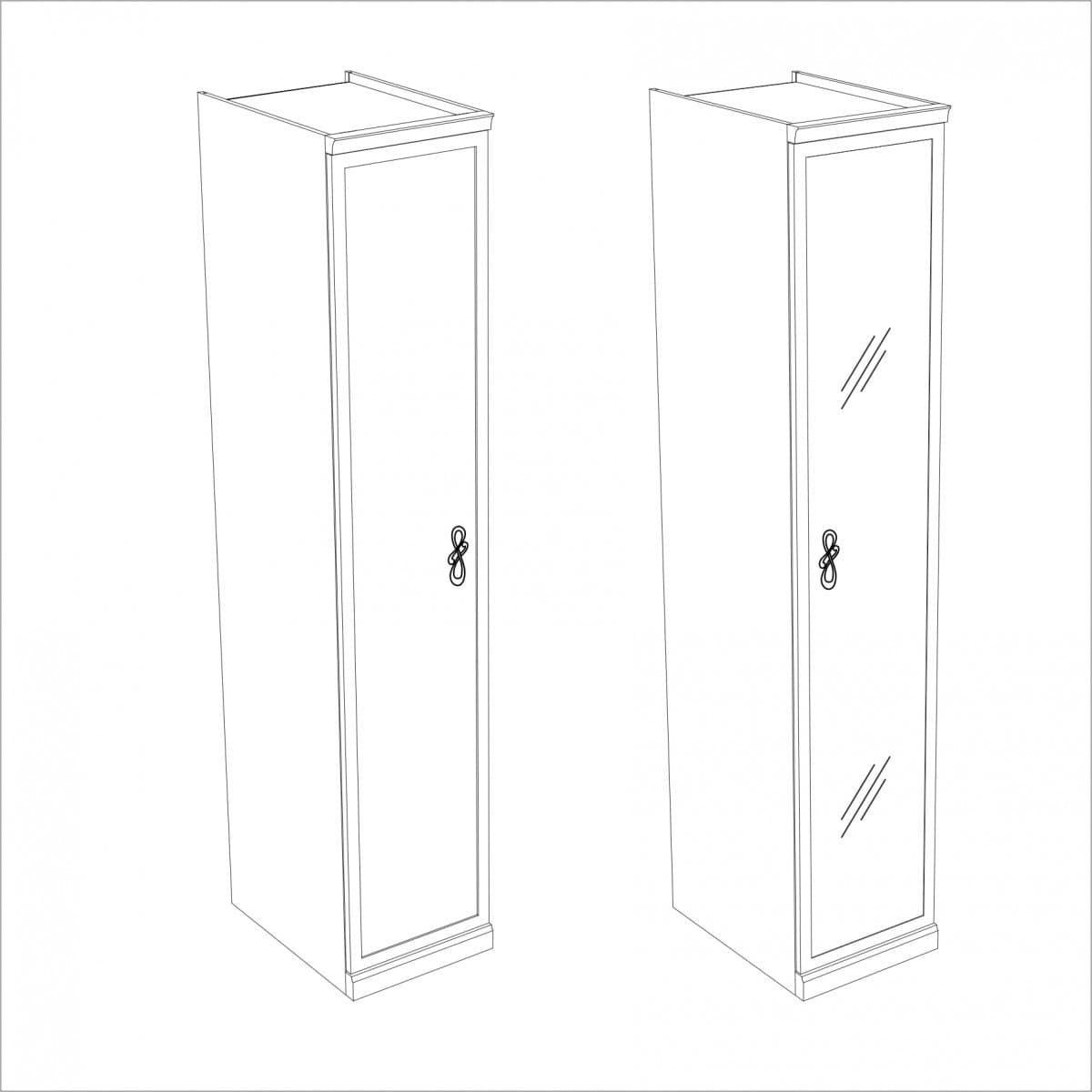 Шкаф 1ств. БЕЗ СТОЕВЫХ с зеркалом из комплекта спальни "Мишель" белая матовая