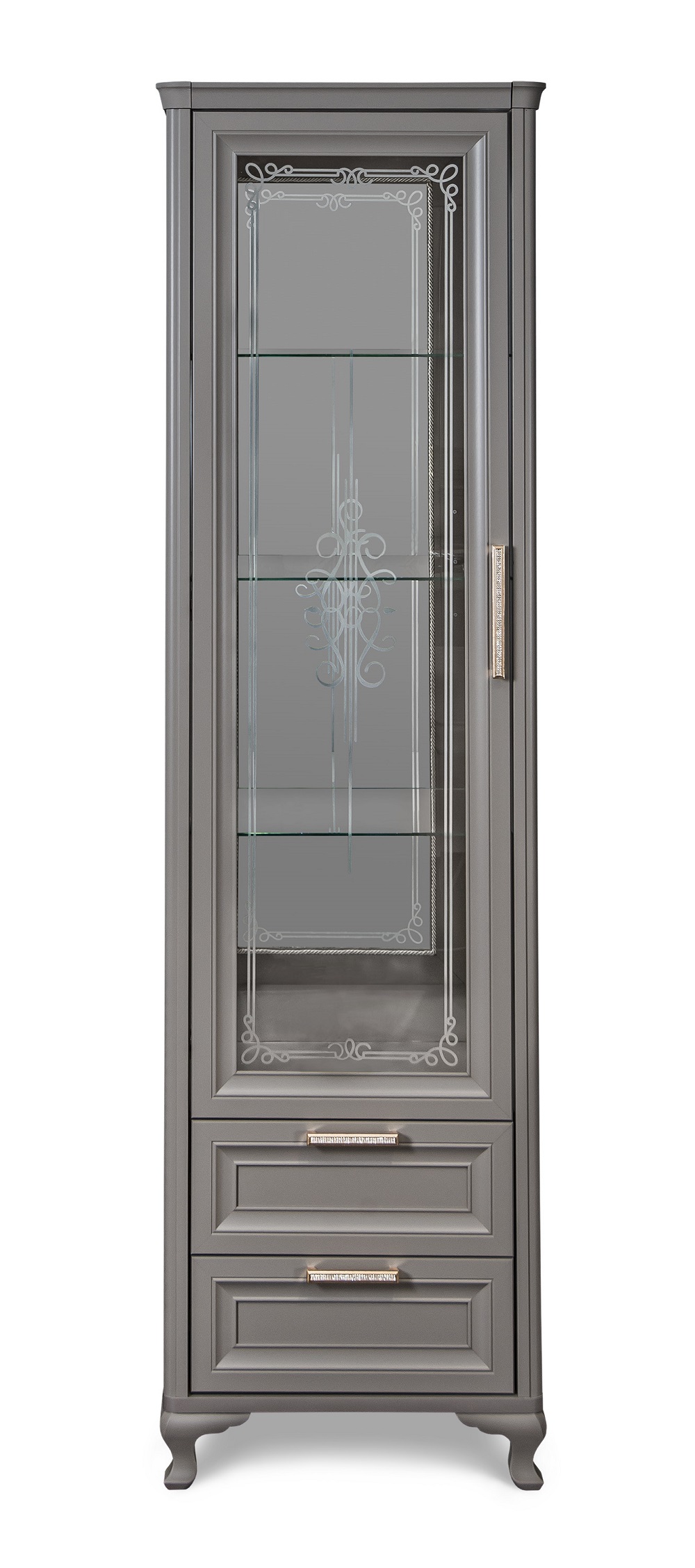 Сервант 1 ств. из набора для гостиной "Мокко" серый матовый