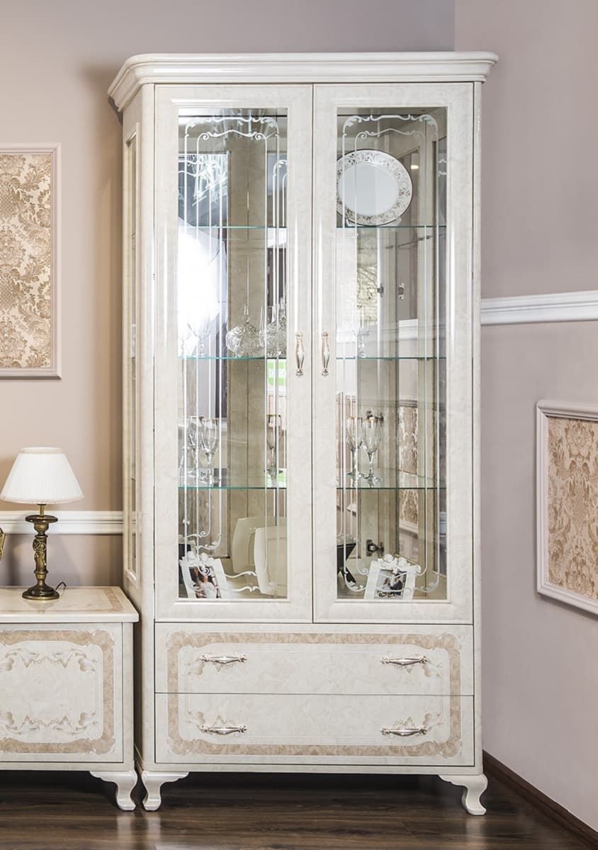 Сервант 2ств из набора для гостиной "Патрисия Люкс" крем корень глянец
