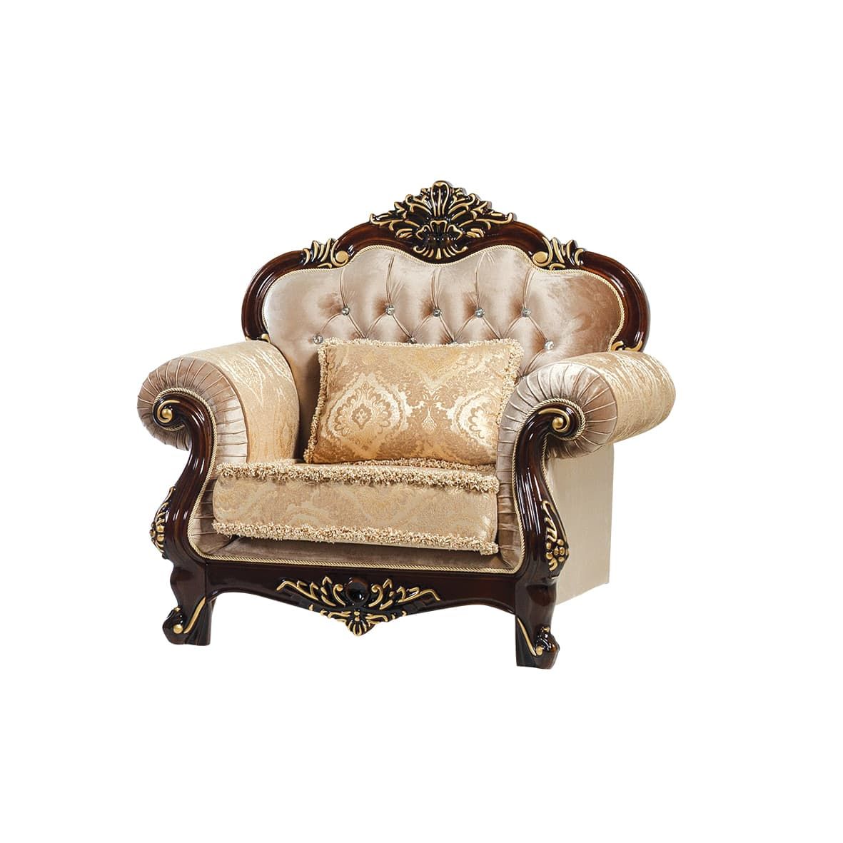 Кресло Илона (Орех-Золото кисть-Стразы-Бахрома-Богемия /BG)