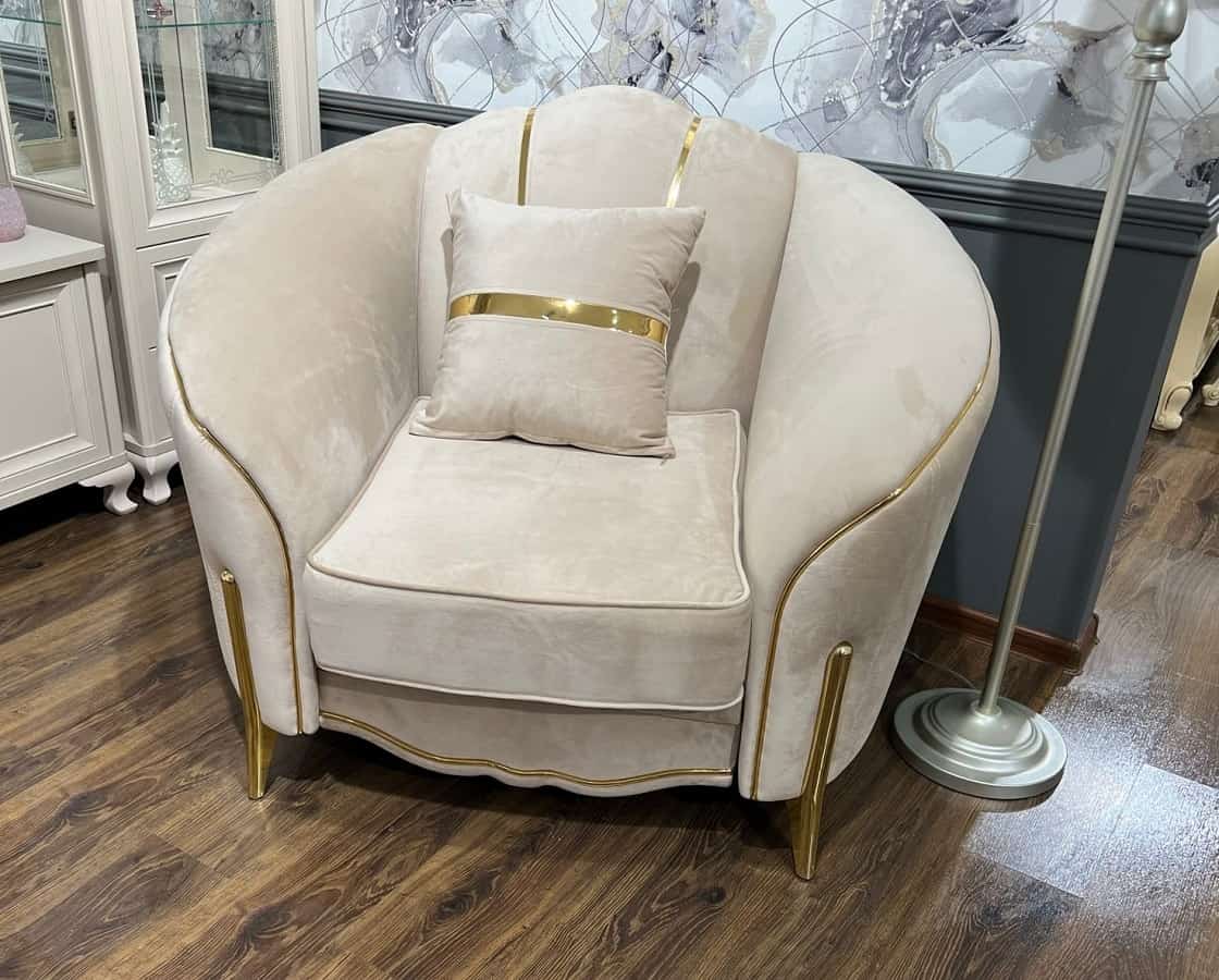 Кресло Lara бежевый золото