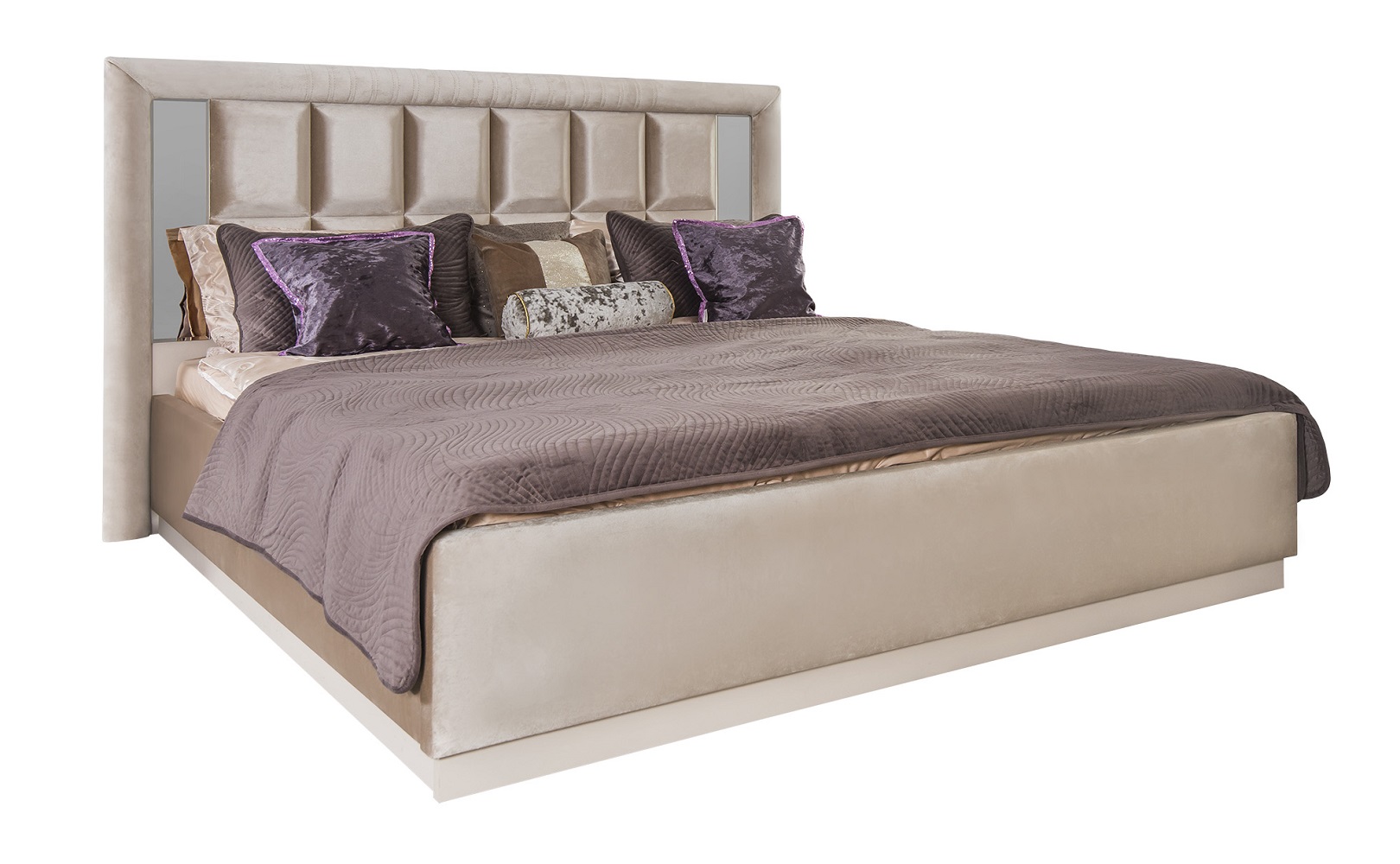 Кровать 1600*2000 с мягким изголовьем из комплекта спальни "Замира" Бежевый