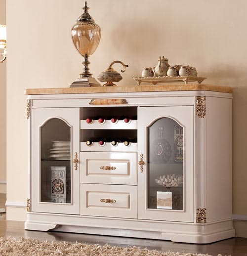 Комод-бар с мрамором Djiada беж СТРАЗЫ