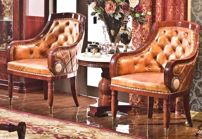 полукресло кожаное с камнем Джиада орех Djiada орех