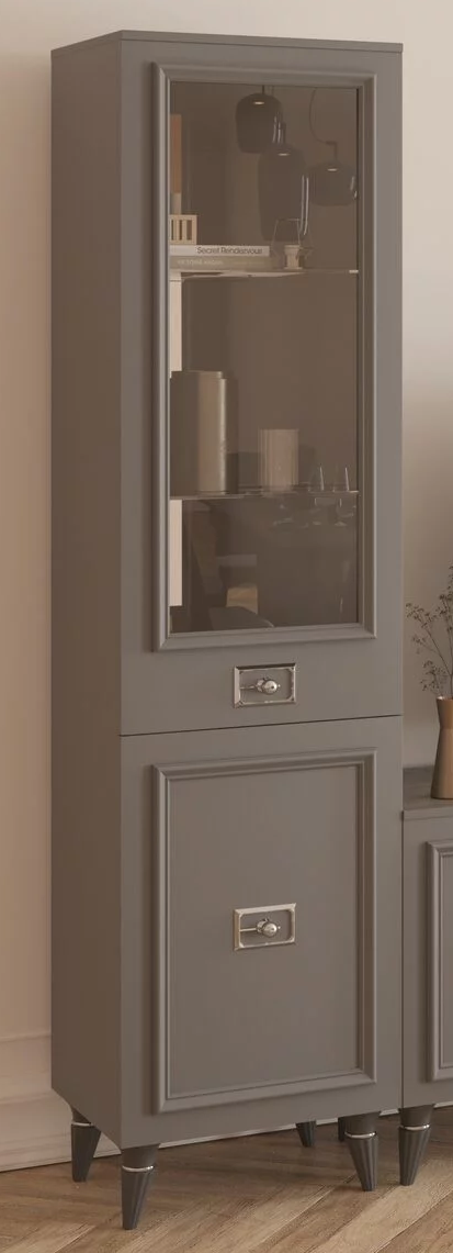 Шкаф 1-дверный левый (сер.-сереб.) гостиная "Виктория"