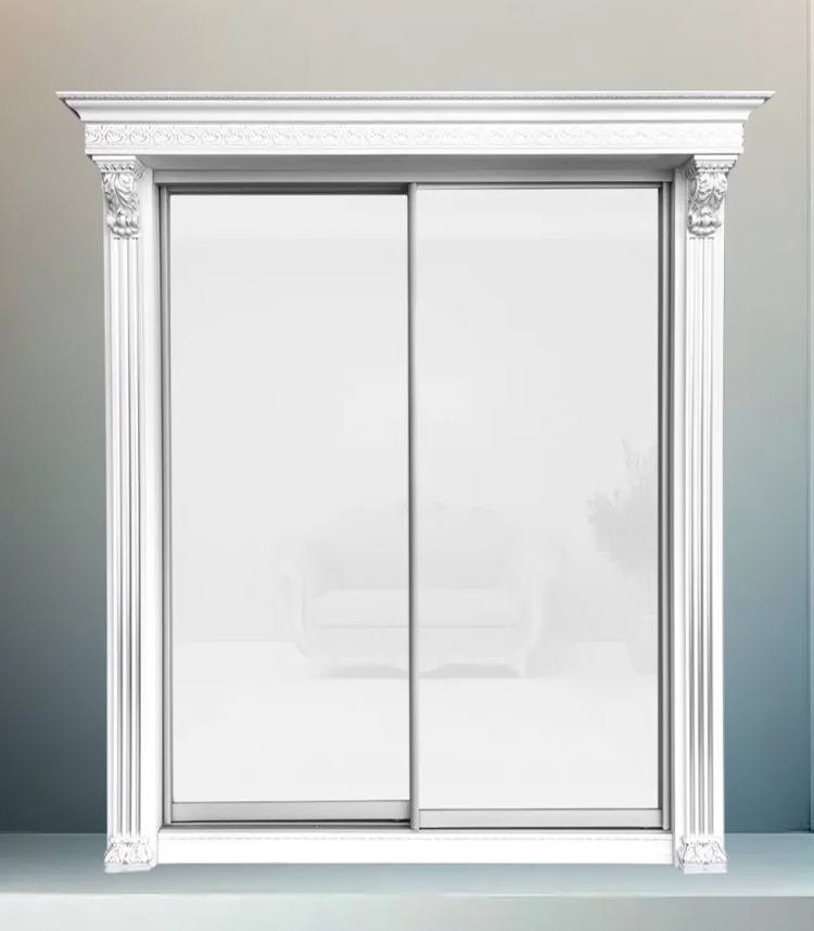 Шкаф-купе Классик 2-х дверный Лакобель глухой 2030мм Белый