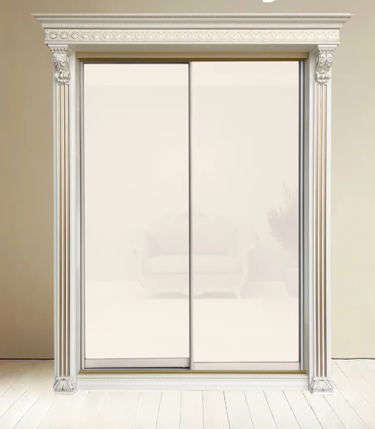 Шкаф-купе Классик 2-х дверный Лакобель глухой 1430мм Слоновая кость