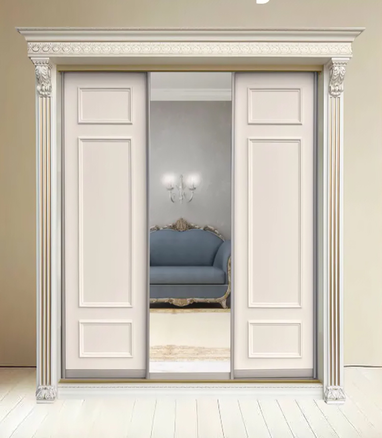 Шкаф-купе Классик 3-х дверный 3 рамки 1 зеркало 2380 мм Слоновая кость