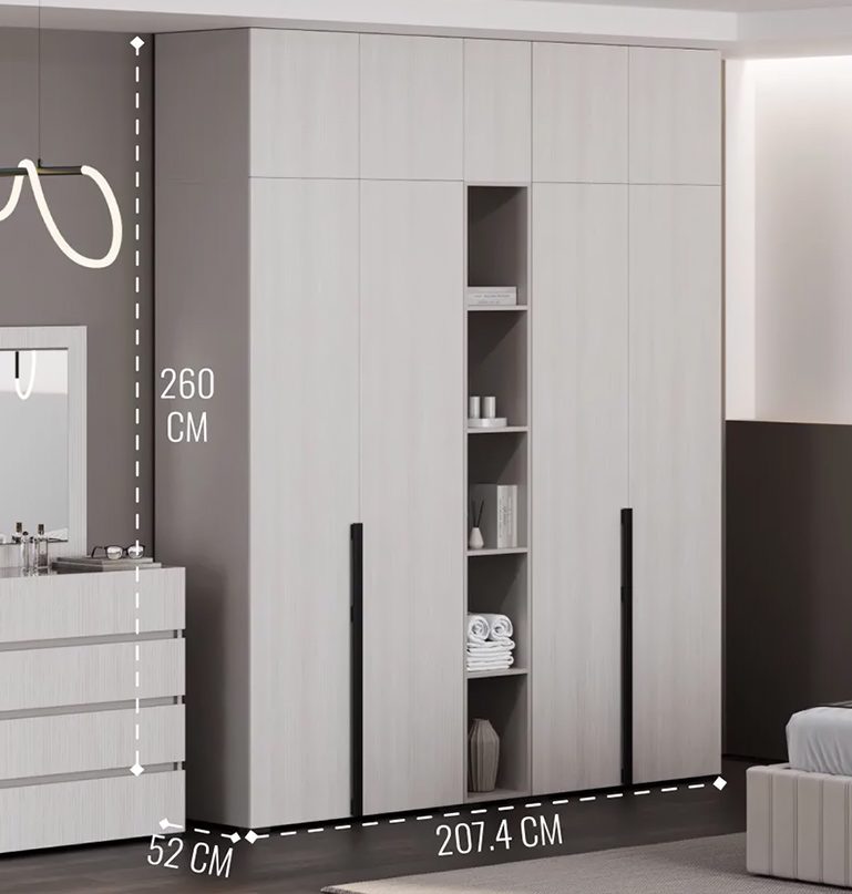 Беллуччи Шкаф 5-ти дв с антресолью СБЛ-03 и СБЛ-04 Кашемир