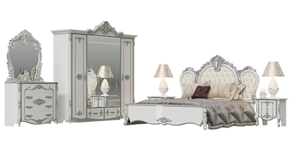 Спальня Дольче Вита Белый глянец/серебро