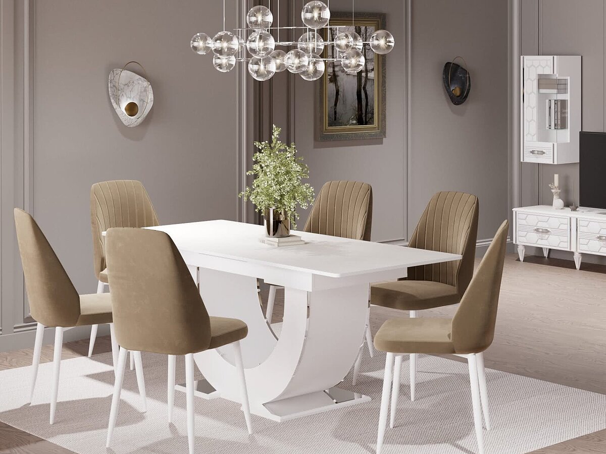 Гостиная Мария ГМР-09 Стол раскладной Белый с серебром