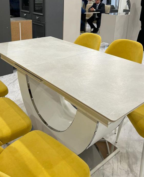 Гостиная Мария ГМР-09 Стол раскладной Белый с золотом