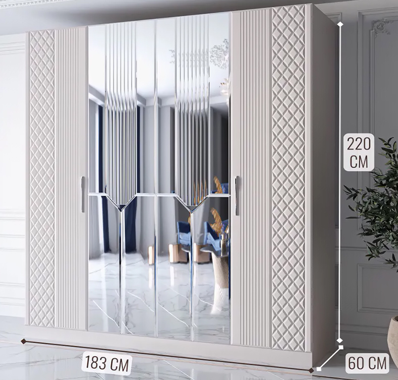 Севиль СВЛ-01 Шкаф 4-х дв Кашемир с серебром