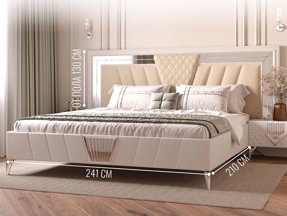 Севиль СВЛ-03 Кровать 180х200 с основанием Кашемир с серебром