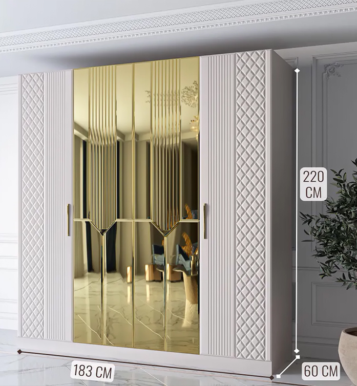 Севиль СВЛ-01 Шкаф 4-х дв Кашемир с золотом