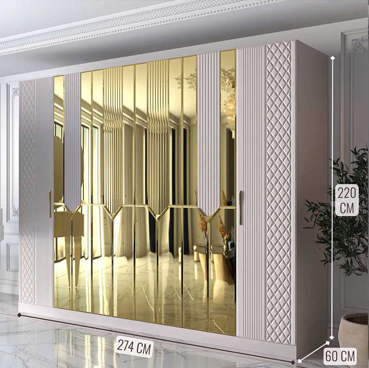 Севиль СВЛ-02 Шкаф 6-ти дв Кашемир с золотом