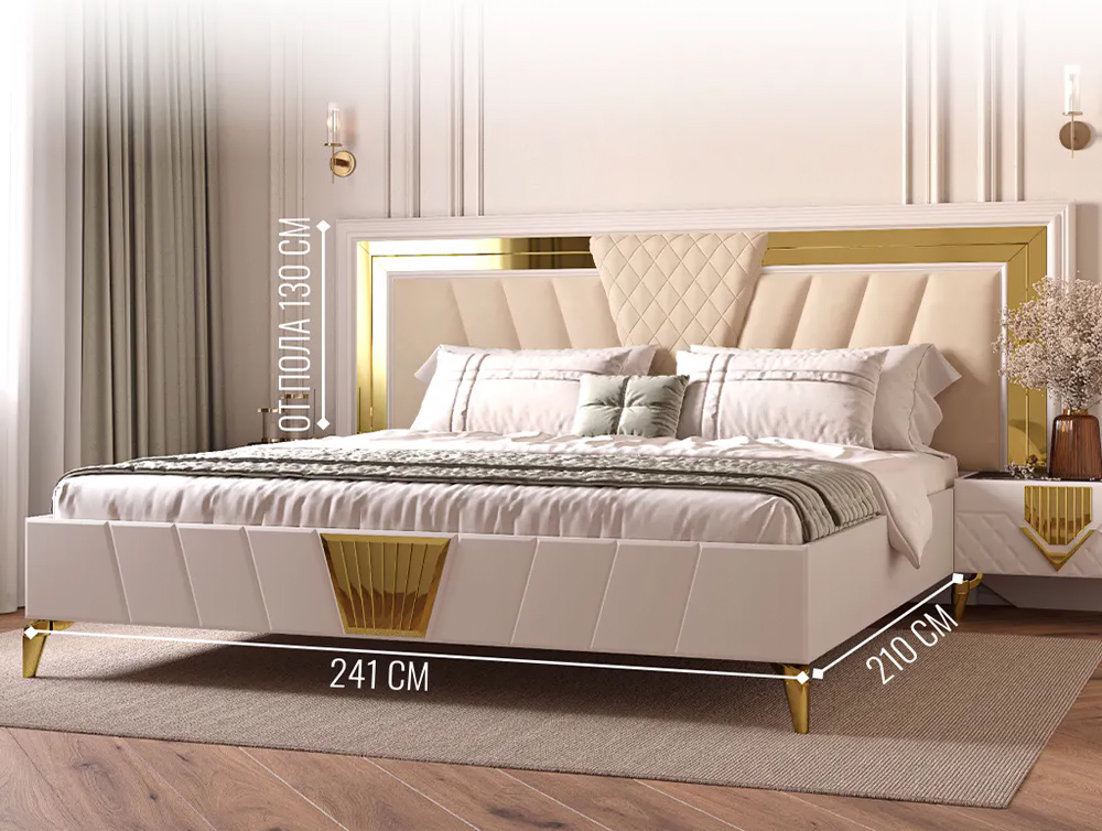 Севиль СВЛ-03 Кровать 180х200 с основанием Кашемир с золотом