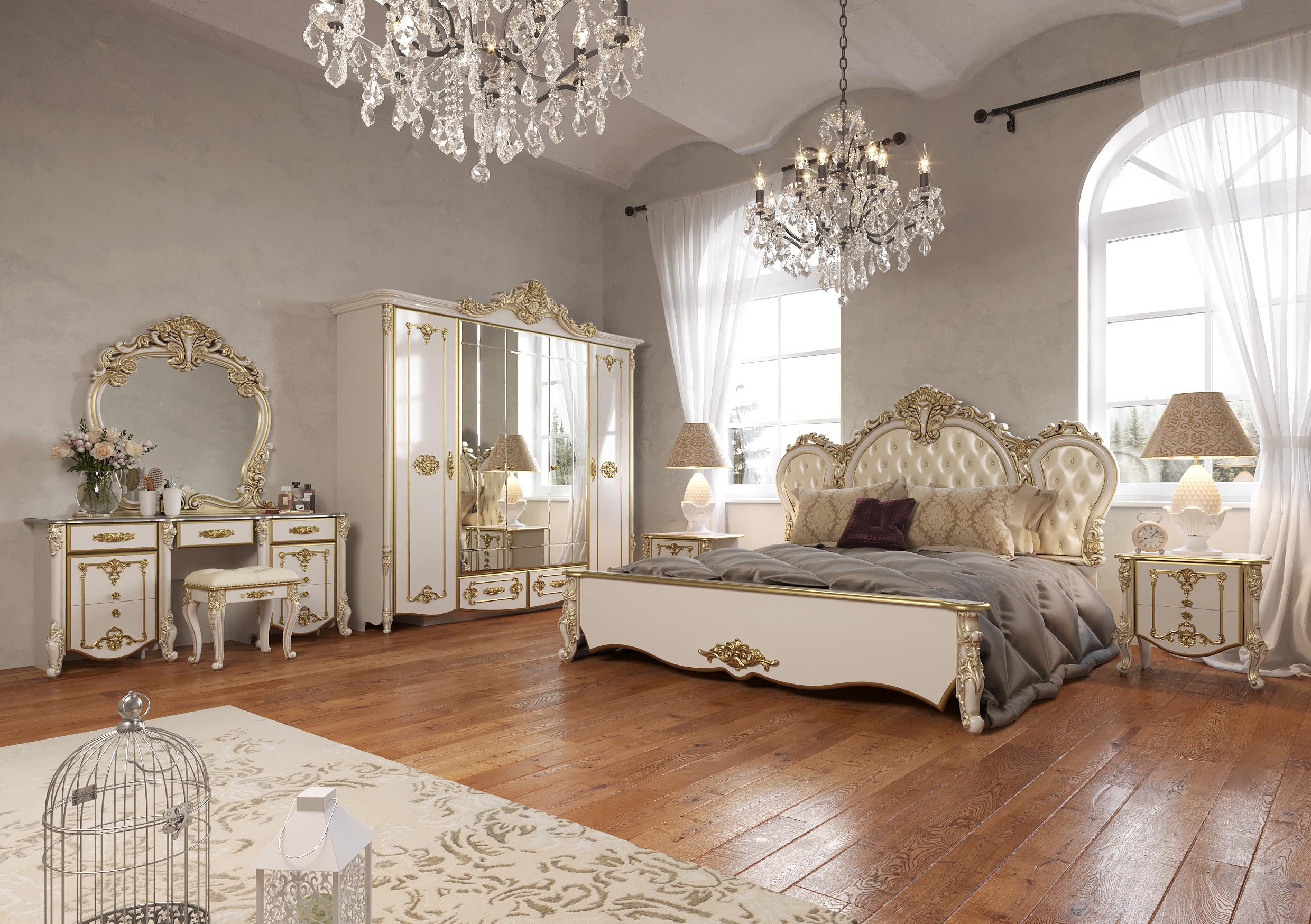 Спальня Дольче Вита Слоновая кость/золото