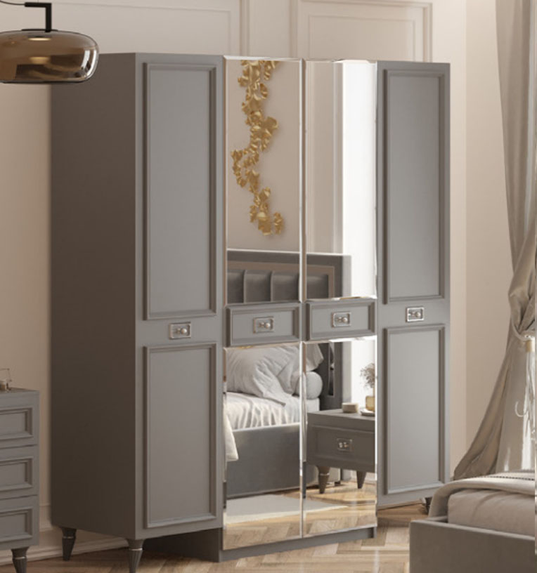 Виктория СВК-03 Шкаф 4-дверный Графит с серебром