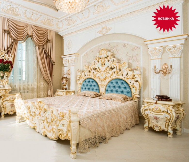 СБ-02 Кровать 180x200 Барокко Люкс слоновая кость (каркас)