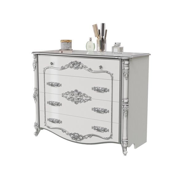 СДВ-02 Дольче Вита Комод Белый глянец/серебро