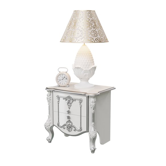 СДВ-04 Дольче Вита Тумба прикроватная Белый глянец/серебро