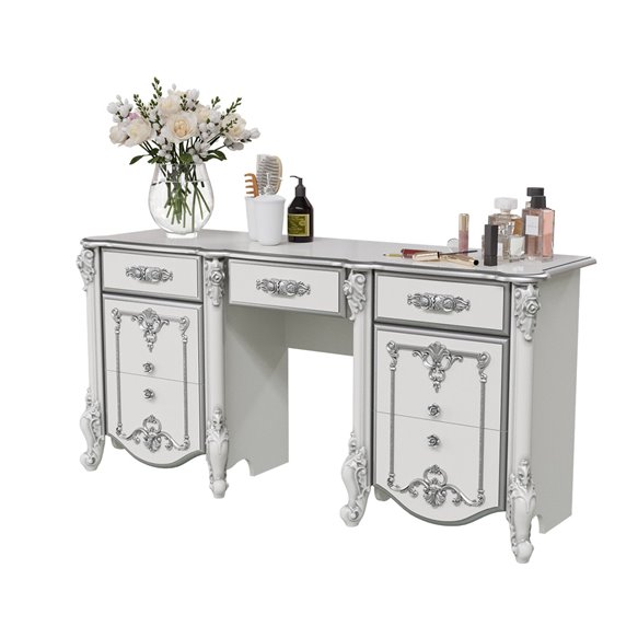 СДВ-05 Дольче Вита Стол туалетный Белый глянец/серебро