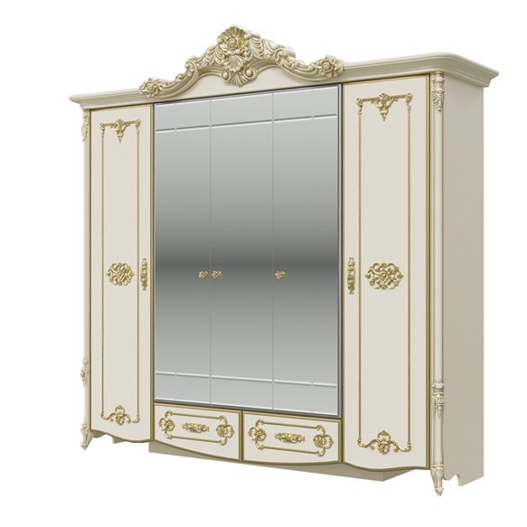 СДВ-01 Дольче Вита Шкаф 5-ти дв Слоновая кость/золото