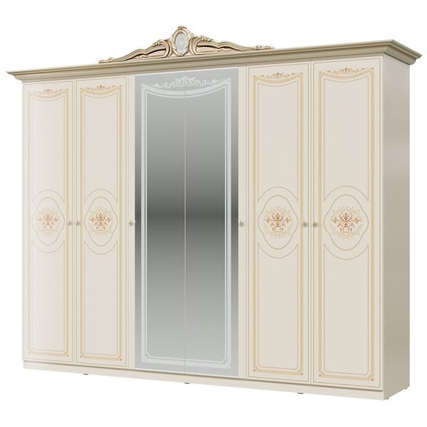 СГ-03 Грация шкаф 6 дв Слоновая кость