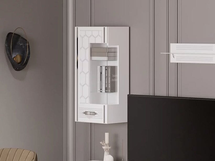 Гостиная Мария ГМР-05 Шкаф навесной Белый с золотом