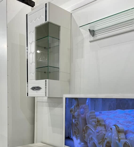 Гостиная Мария ГМР-05 Шкаф навесной Белый с серебром