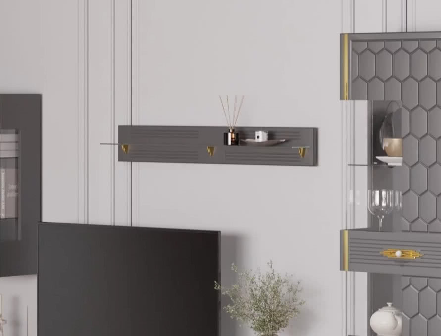 Гостиная Мария ГМР-06 Полка навесная Графит с серебром