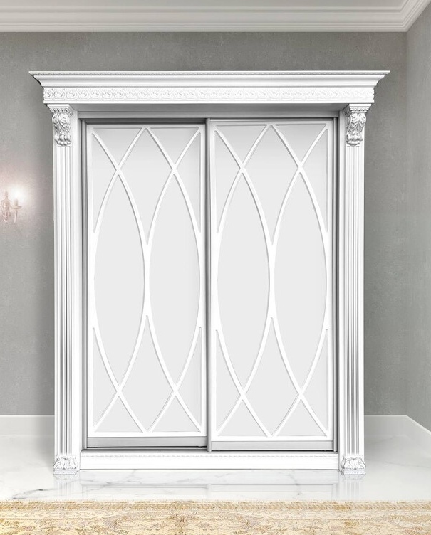 Шкаф-купе Классик 2-х дверный Овал без зеркала 1430мм Белый