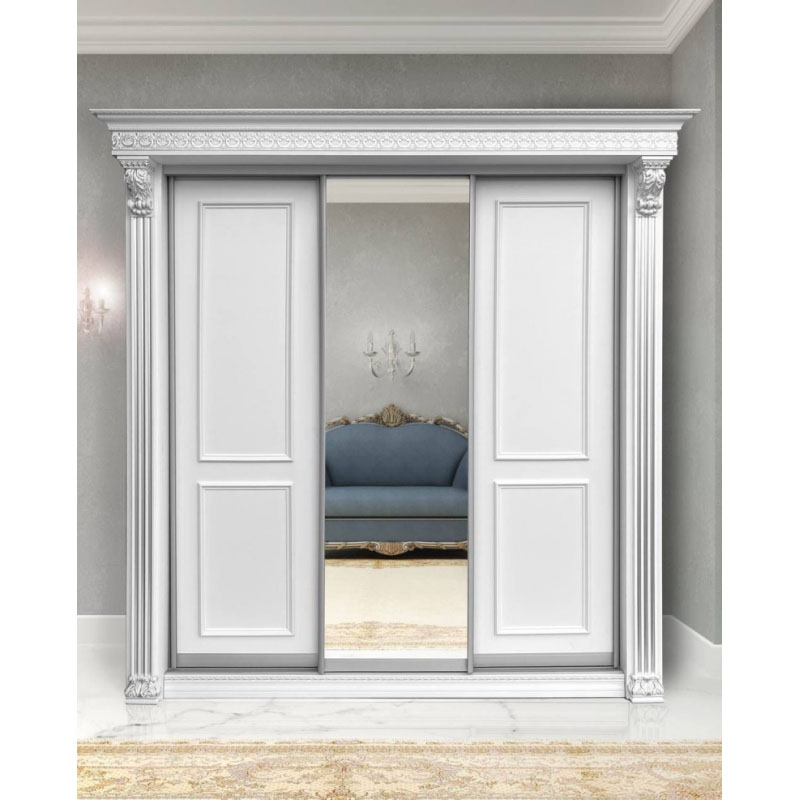 Шкаф-купе Классик 3-х дверный 2 рамки 1 зеркало 2380 мм Белый