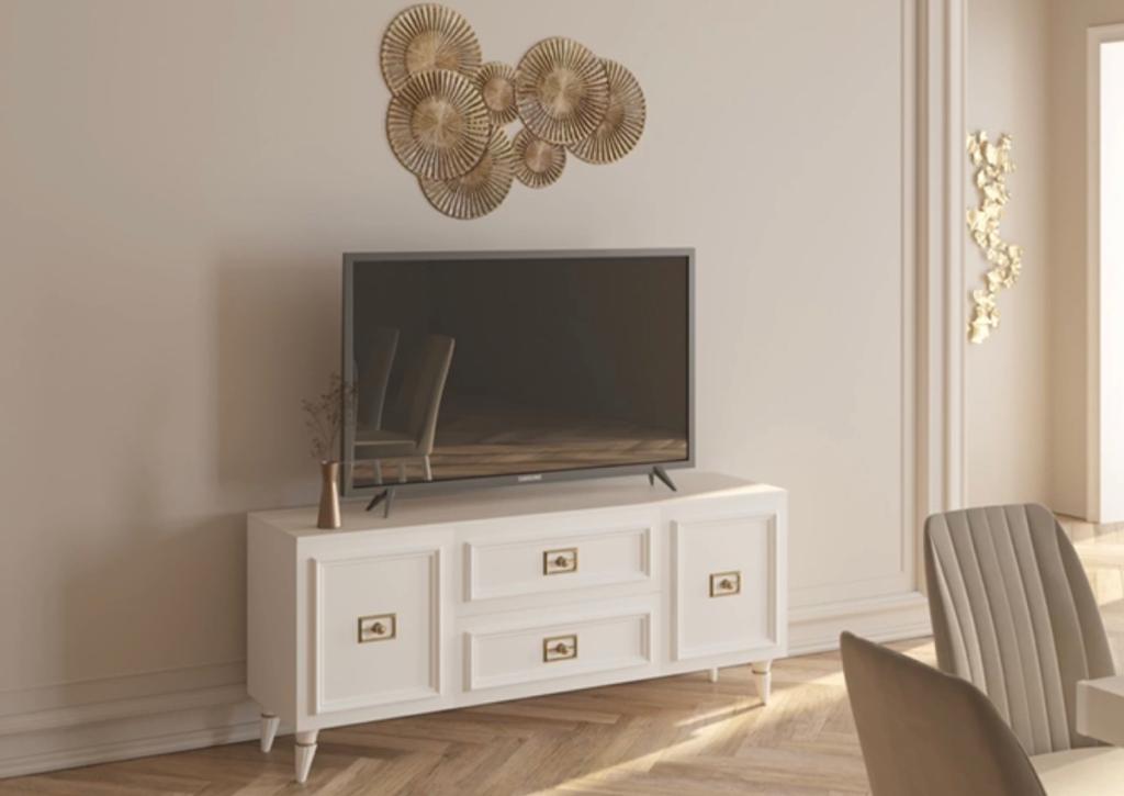 Виктория ГВК-03 Тумба ТВ Белый серебро