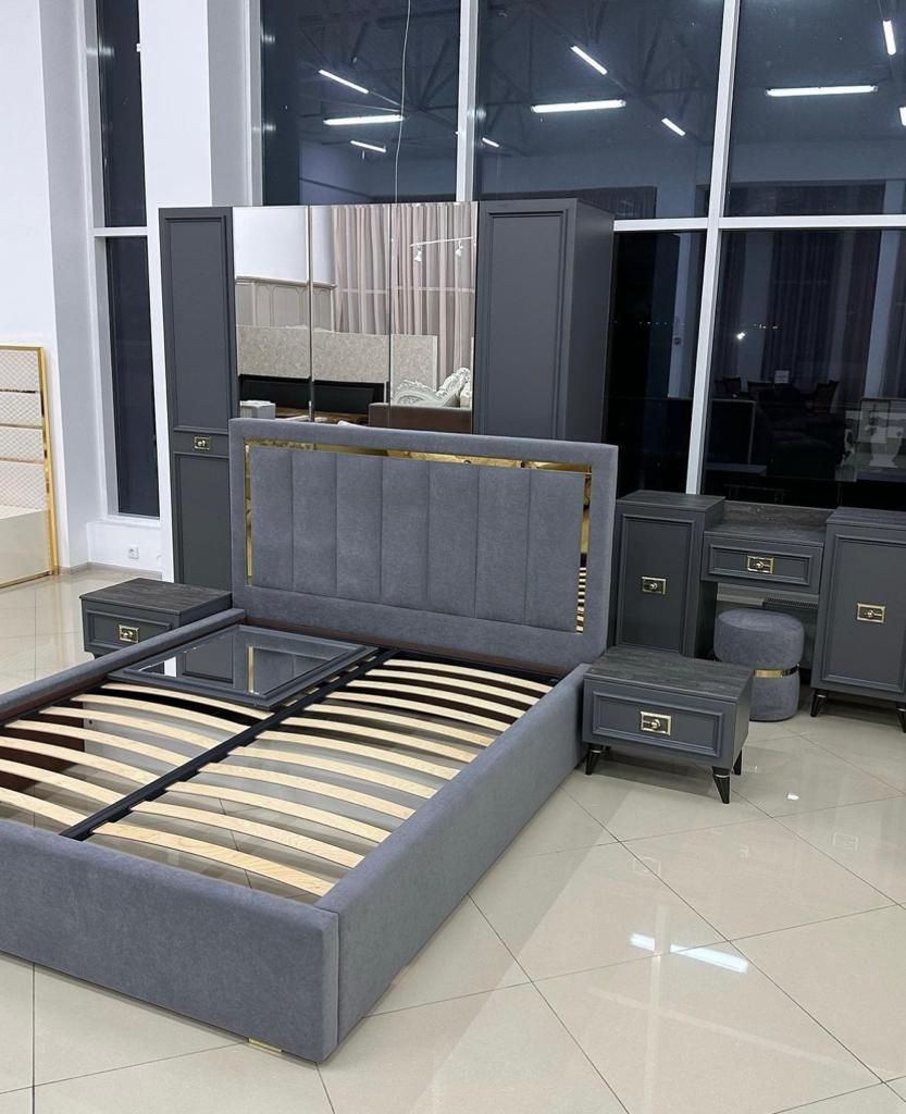 Виктория СВК-07 Кровать сп/м 1,6м каркас Графит с золотом