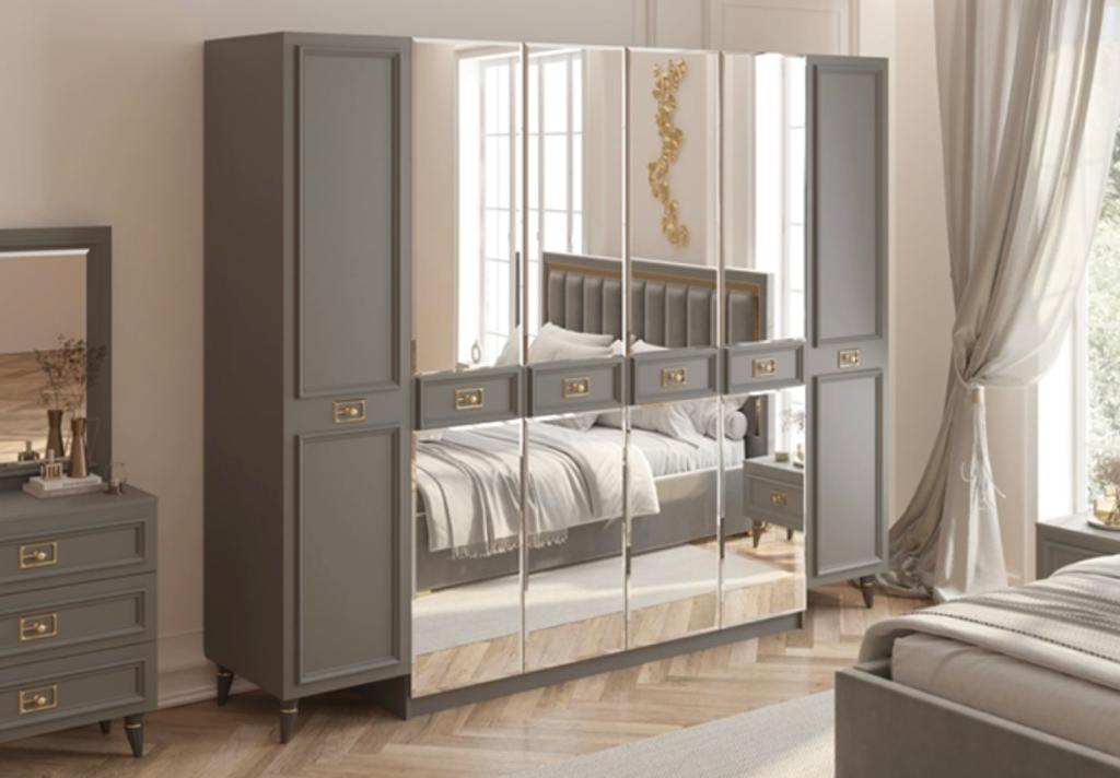 Виктория СВК-09 Шкаф 6-дверный Графит с золотом