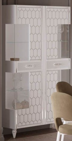 Шкаф 2-дверный (бел.-сереб.), гостиная "Мария"